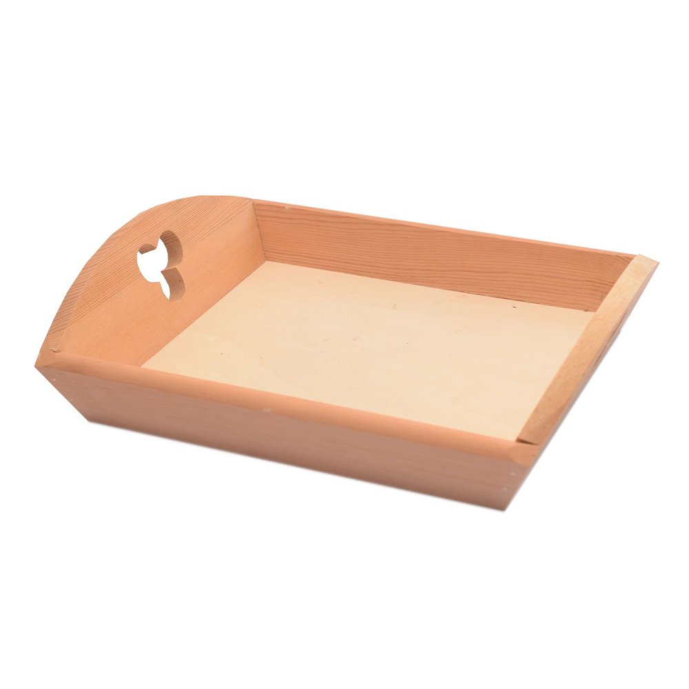 Tava din lemn cu manere floare, 24 x 18 cm