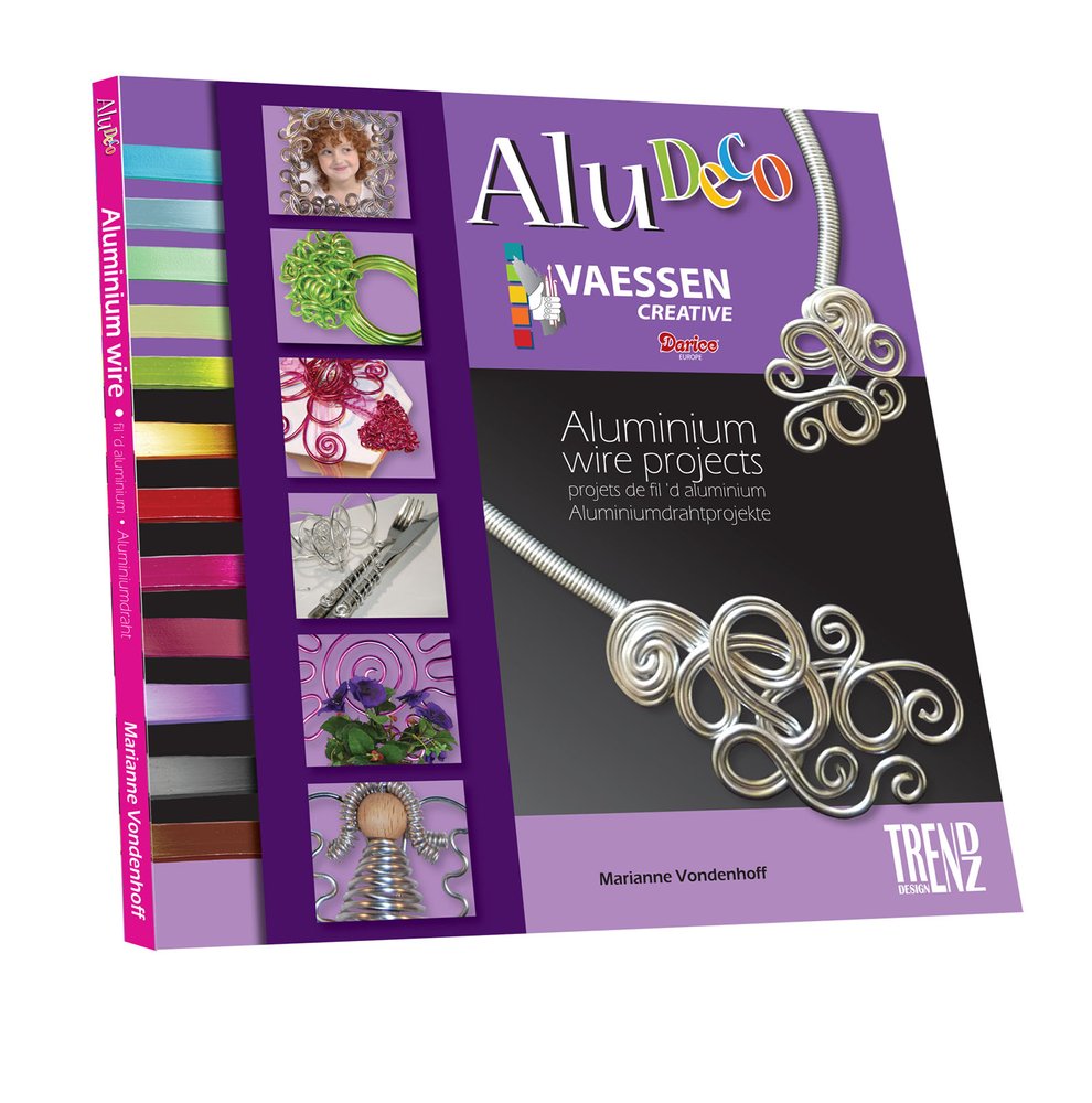AluDeco, carte cu idei si explicatii despre modelat sarma, in limbile engleza, germana, franceza, olandeza