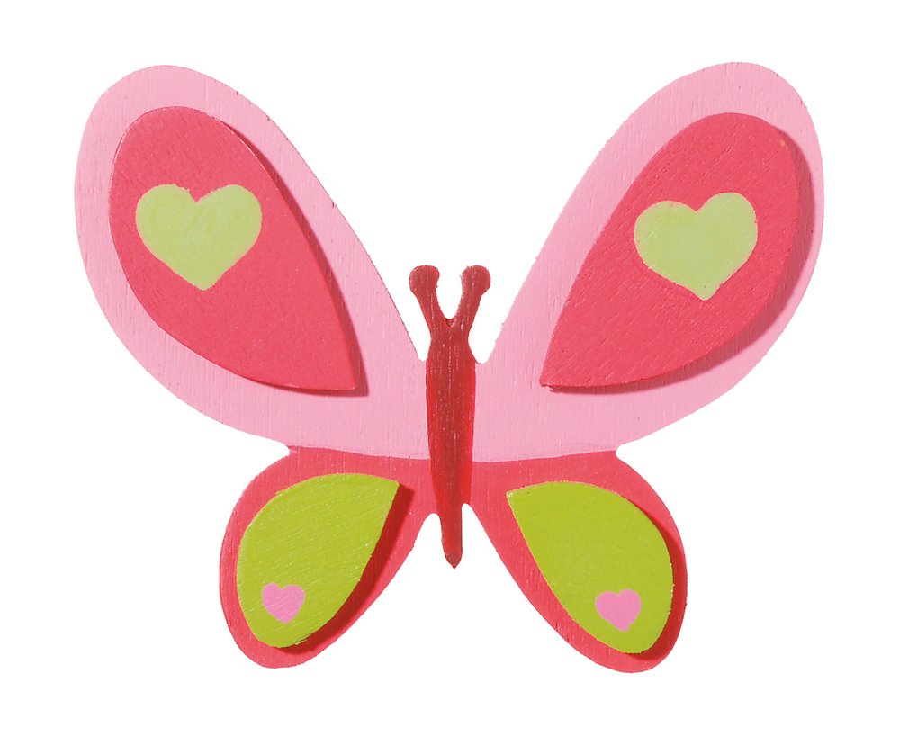 Forma din lemn colorat, Rosa Butterfly, 8 x 10,2 cm