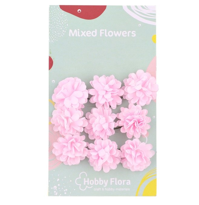 Set 9 flori artificiale - Crizanteme roz