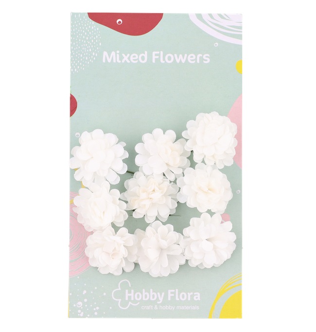 Set 9 flori artificiale - Crizanteme albe