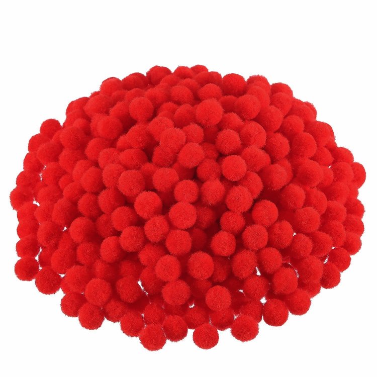 Set 60 pompoane acrilice 1,3 cm - Rosu