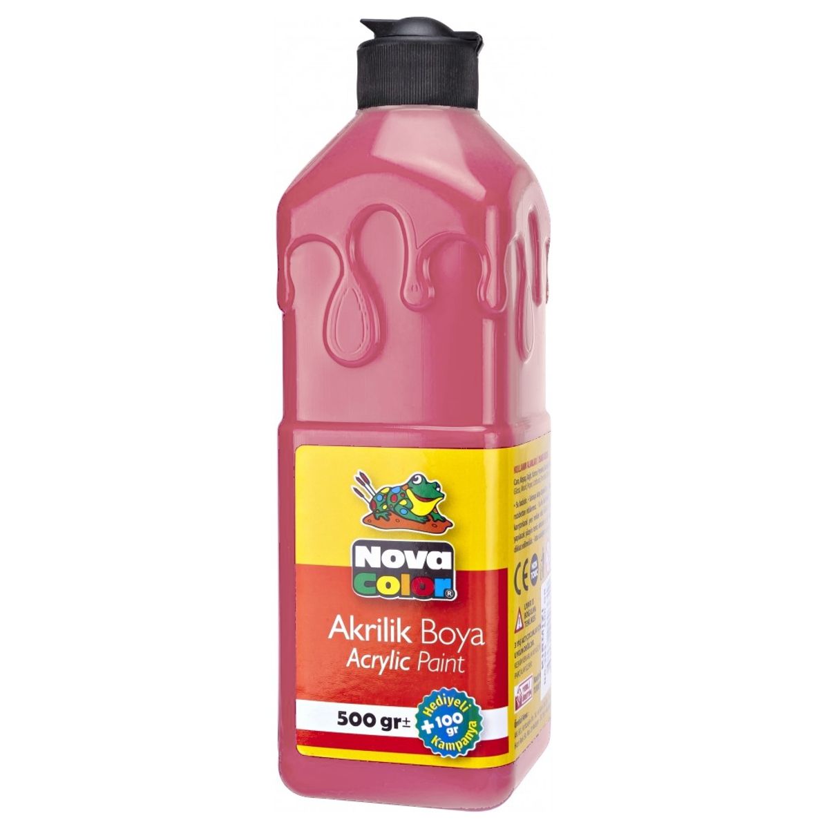 Vopsea acrilica pe baza de apa, 500g, Nova Color, rosie