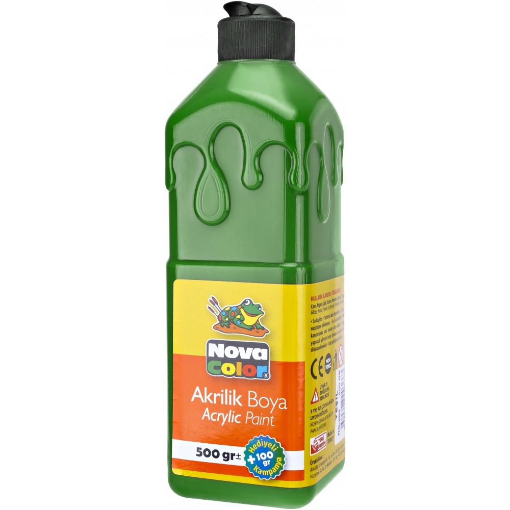 Vopsea acrilica pe baza de apa, 500g, Nova Color, verde