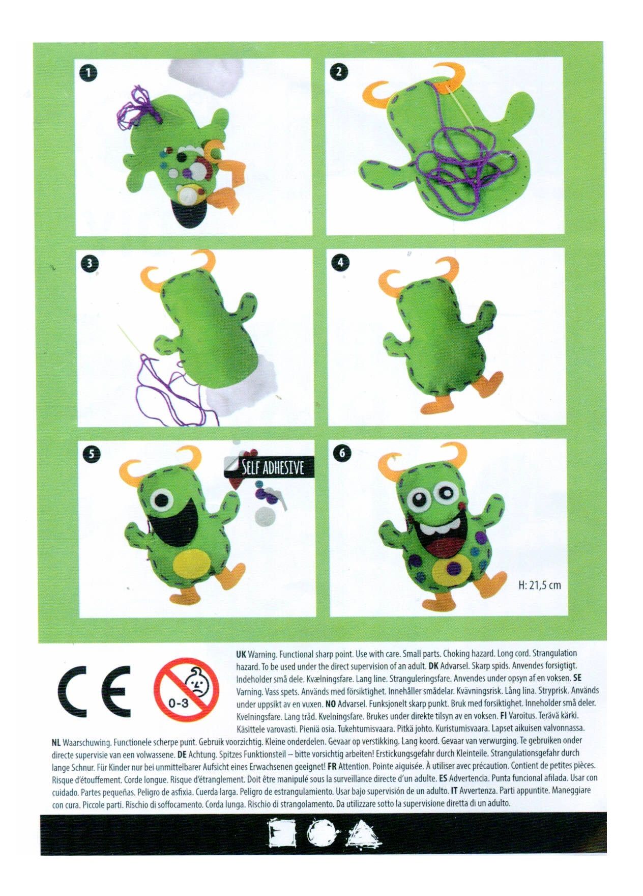 Set creativ DIY cu fetru, Coase-l pe Fuzzy