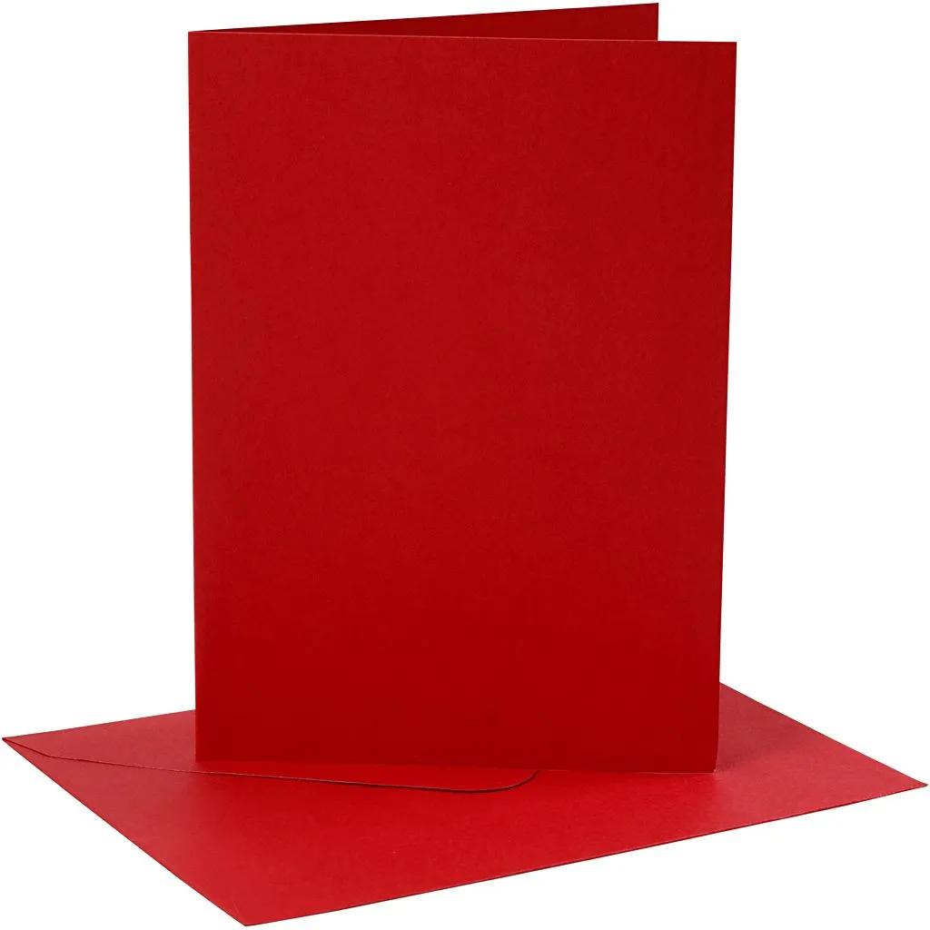 Set 6 felicitari cu plic colorat, 17,8 x 12,7 cm, Red