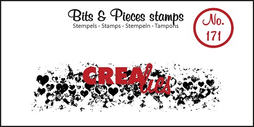 Stampila Crealies, Bits & Pieces no. 171, Grunge hearts (strip)