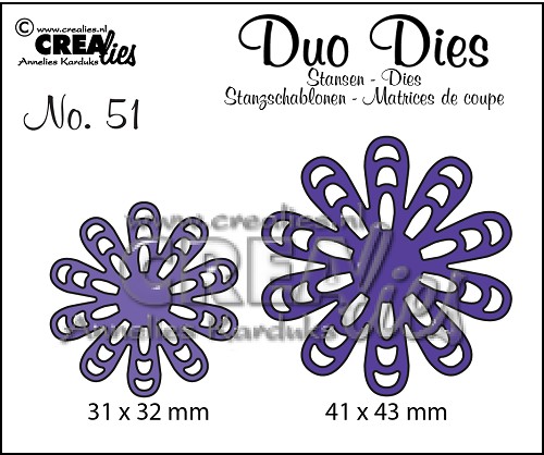 Set 2 matrite Crealies, Duo Dies no. 51, Flowers 22