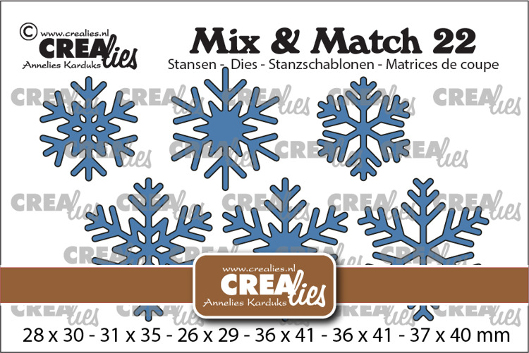 Set 6 matrite Crealies, Mix & Match dies no. 22, Snowflakes 6x