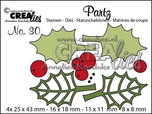 Matrita Crealies Partzz die no. 30, Holly leaves + berries