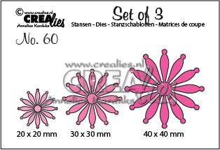 Set 3 matrite Crealies, Set of 3 dies no. 60, Solid flowers 25