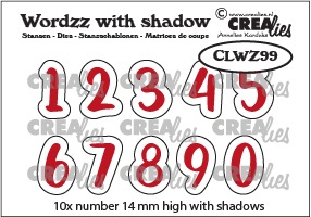 Set 20 matrite Crealies Wordzz dies with shadow no. 99, Numbers