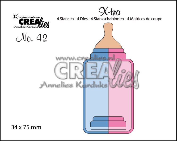 Set 4 matrite Crealies X-tra dies no. 42, Baby bottle (medium)