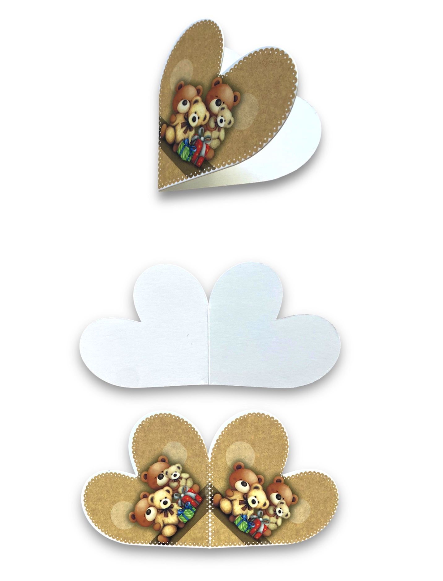 Cutie patrata din carton, ambalaj cadouri, design cu ursuleti, 14,1 x 14,1 x 12 cm, cod BXS 66