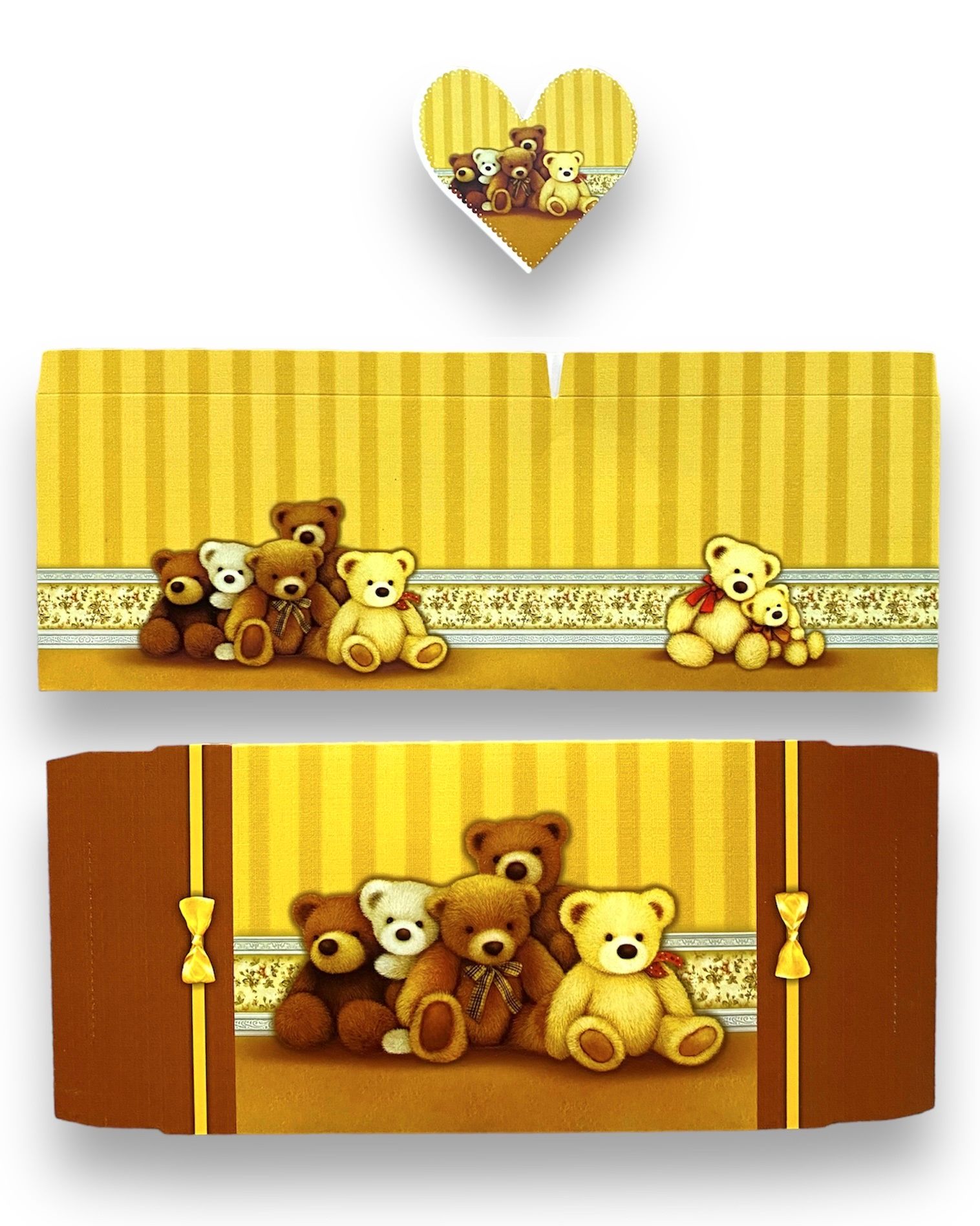 Cutie dreptunghica din carton, ambalaj cadouri, design cu ursuleti, 14,5 X 10,7 X 9 cm, cod BXR 44 - imagine 3