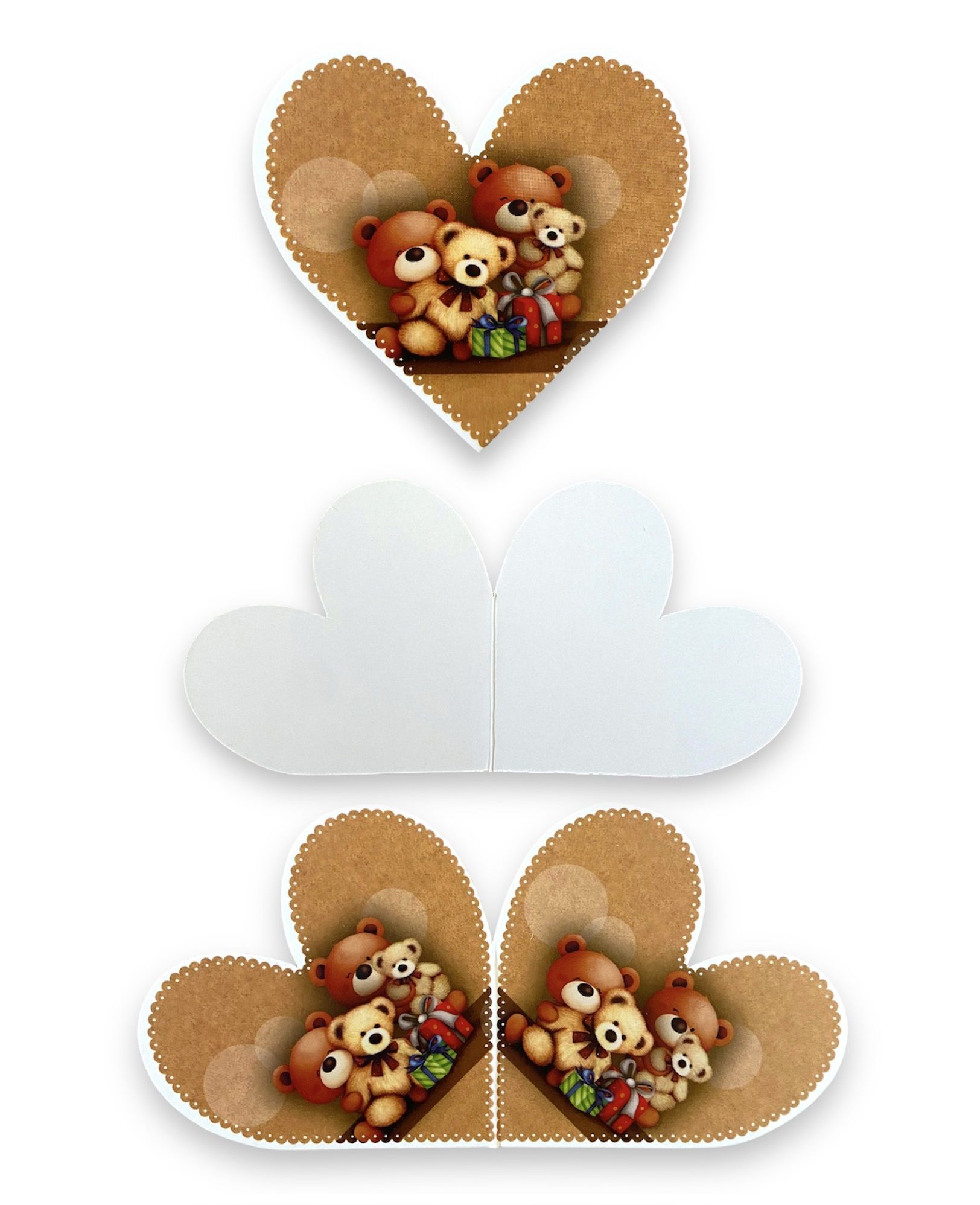 Cutie dreptunghica plata din carton, ambalaj cadouri, design cu ursuleti, 19 x 12,4 x 5,2 cm, cod BXR 190