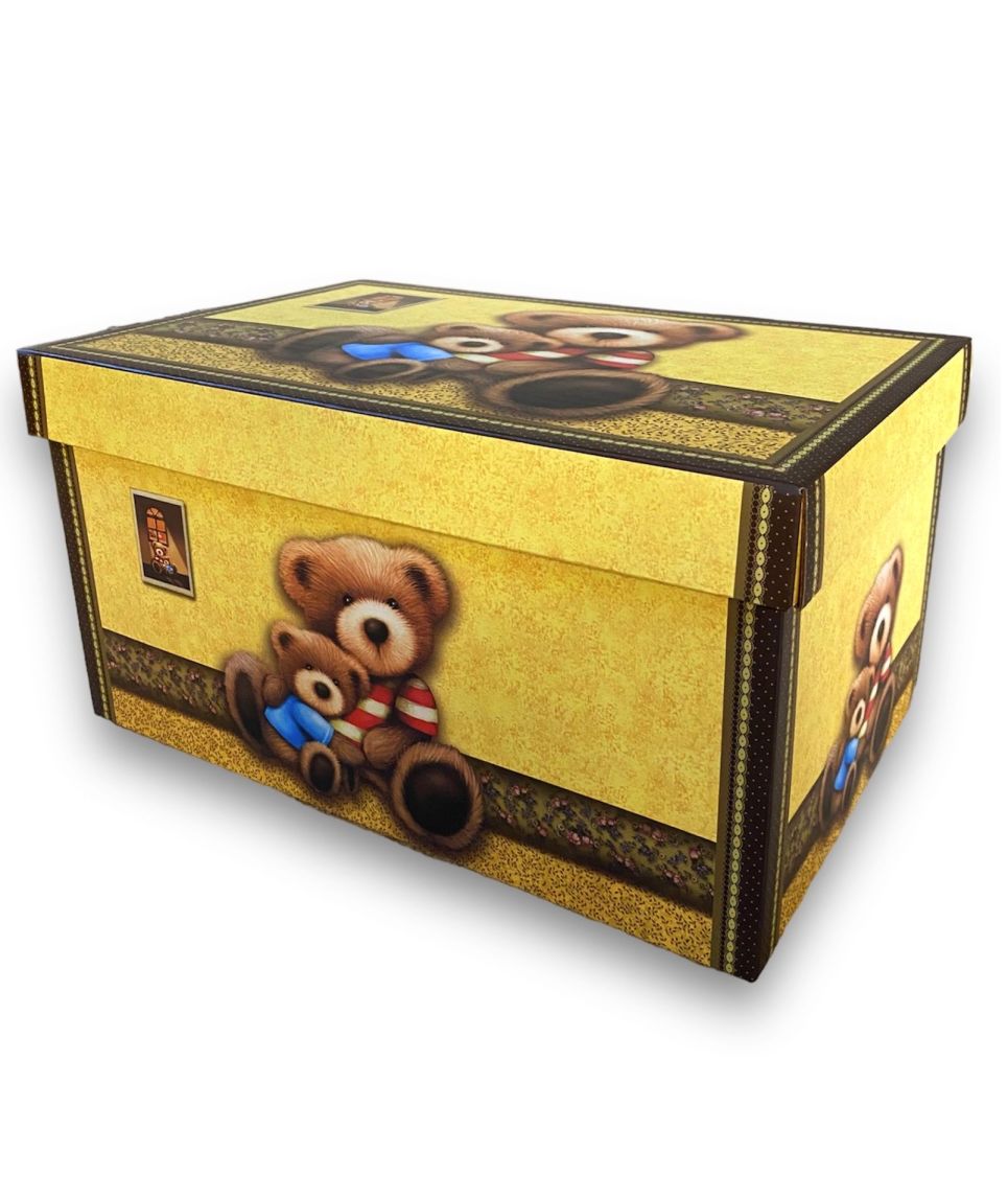 Cutie dreptunghica din carton, ambalaj cadouri, design cu ursuleti, 49 x 30 x 24 cm, cod BXR 500W