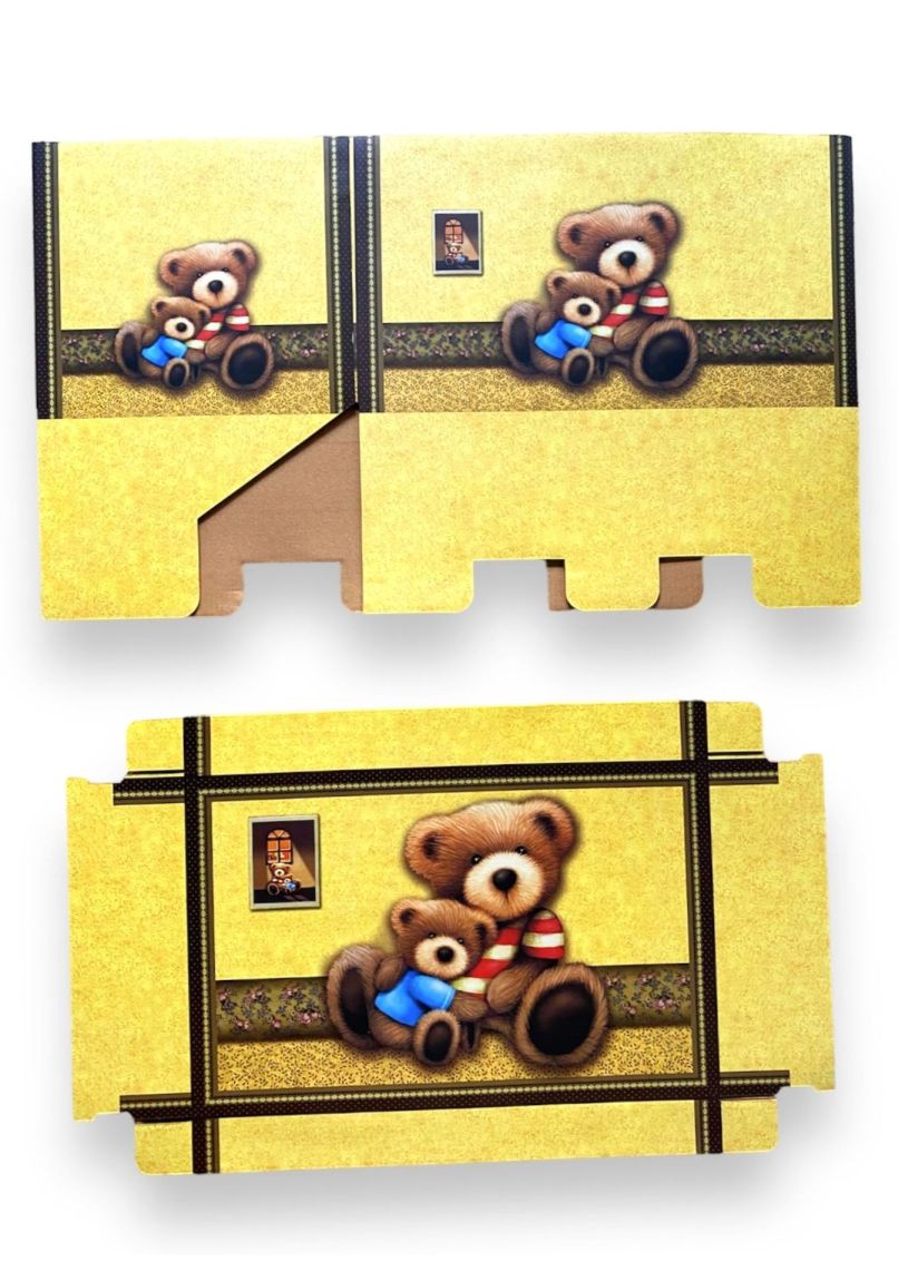 Cutie dreptunghica din carton, ambalaj cadouri, design cu ursuleti, 49 x 30 x 24 cm, cod BXR 500W - imagine 3