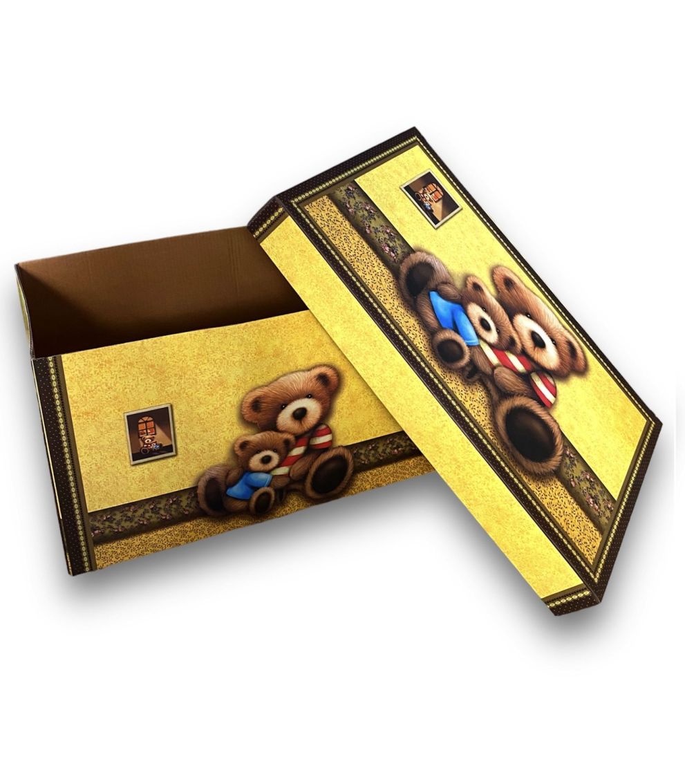 Cutie dreptunghica din carton, ambalaj cadouri, design cu ursuleti, 39 x 24 x 20 cm, cod BXR 390W - imagine 2