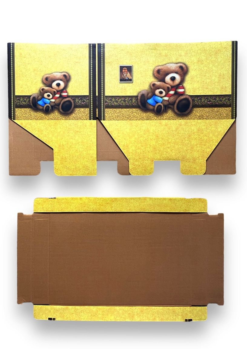 Cutie dreptunghica din carton, ambalaj cadouri, design cu ursuleti, 39 x 24 x 20 cm, cod BXR 390W - imagine 4