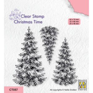 Stampila din silicon Christmas time, 3 Snowy Fir Trees