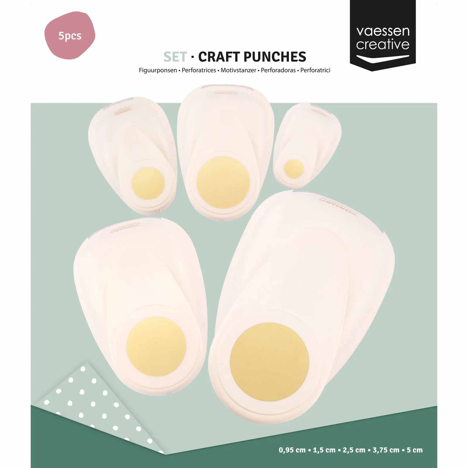 Set 5 perforatoare cerc, 0,95 - 1,5 - 2,5 - 3,75 - 5 cm