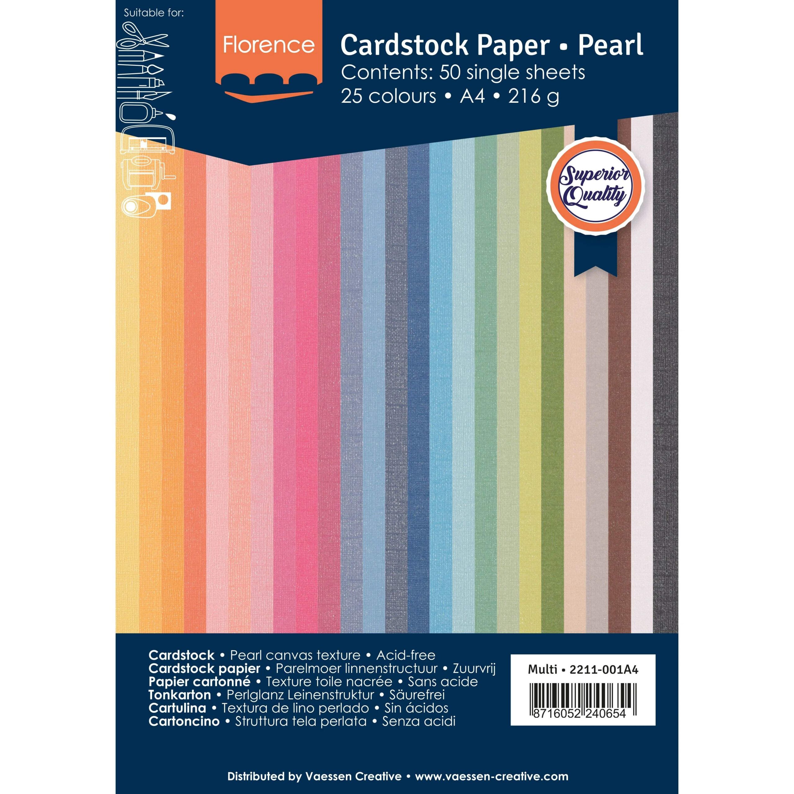 Set 50 cartoane A4 structura perlate, cu aspect de tesatura, 216g, Florence Cardstock Paper Texture Pearl