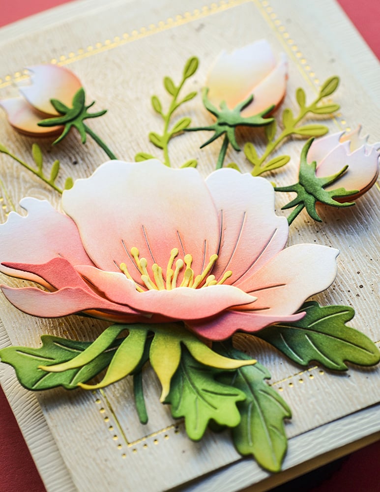 Matrita 2 boboci flori de anemone cu tulpini si frunze, Anemone Bud Duo