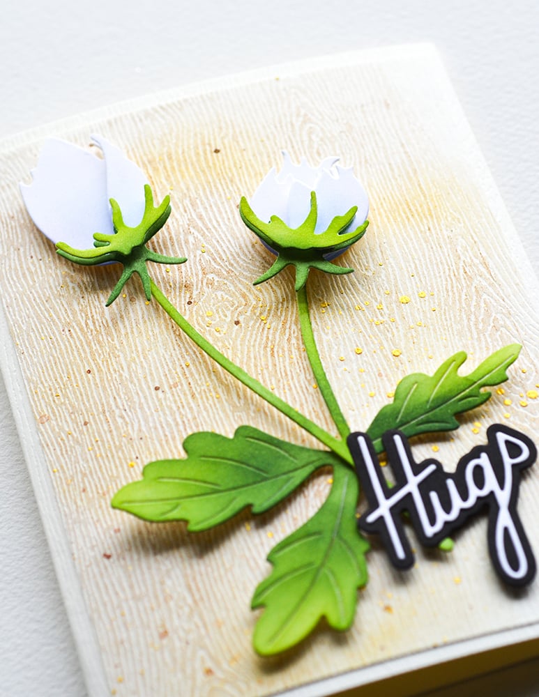 Matrita 2 boboci flori de anemone cu tulpini si frunze, Anemone Bud Duo