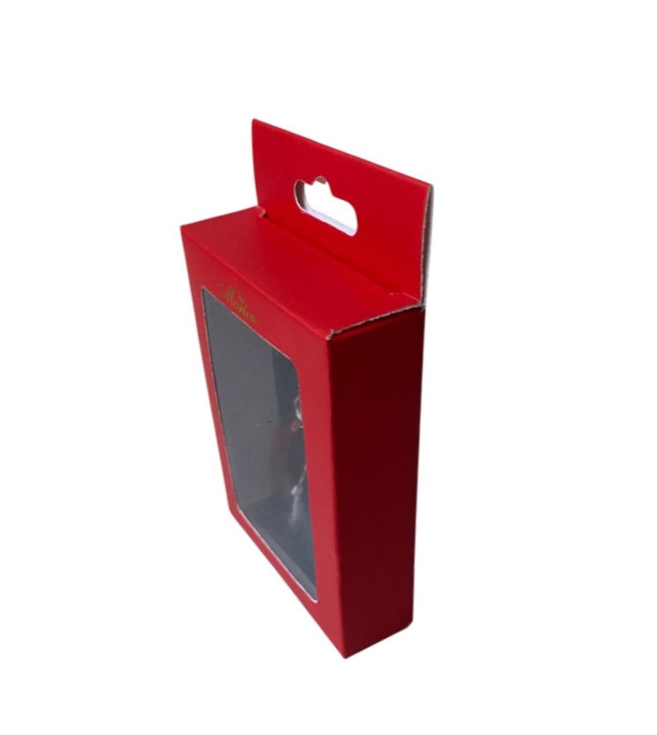 Cutie din carton rosu, cu fereastra cu folie din plastic, cu passepartout din carton negru si snur de martisor, Martin - imagine 3