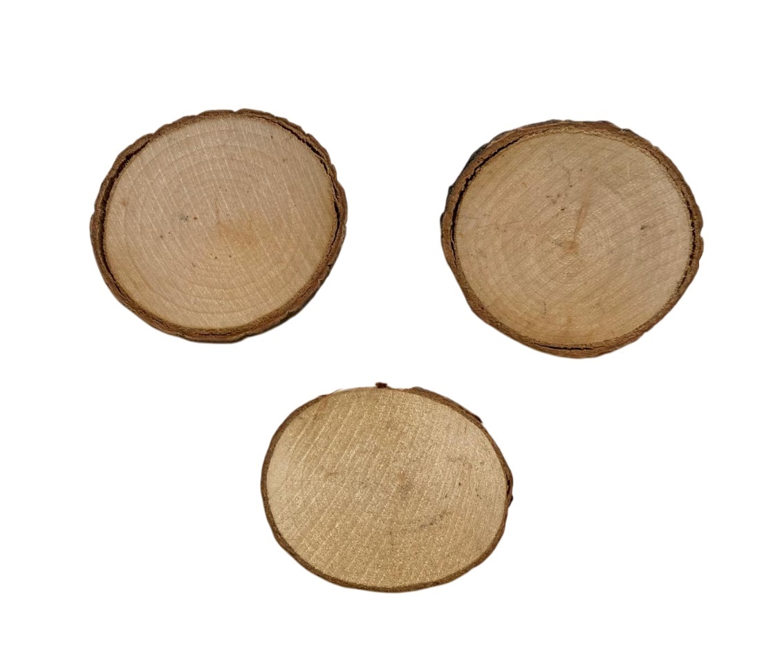 Set 3 rondele din lemn, cu scoarta, 5,5 - 6 cm - imagine 2