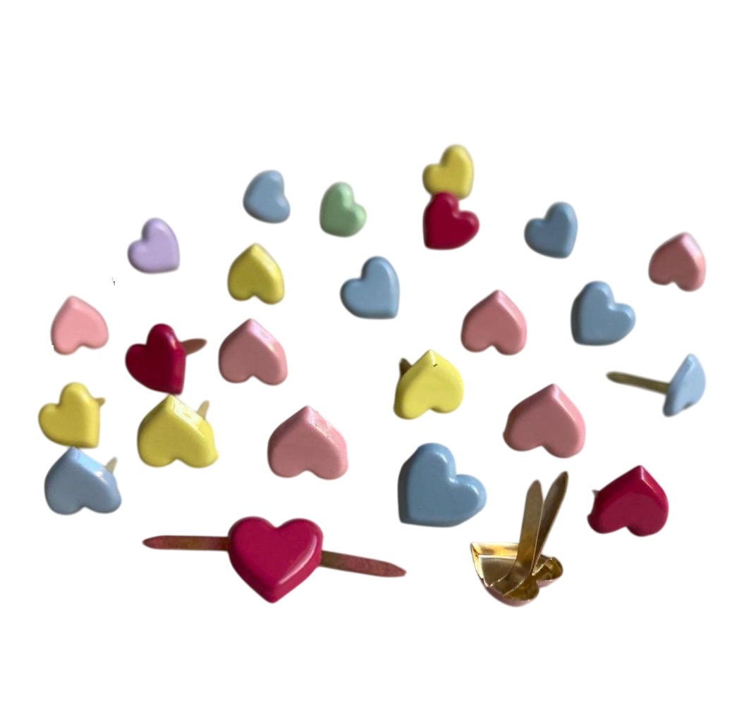 Set 24 agrafe ornamentale, 8 mm, Mix Colors Hearts