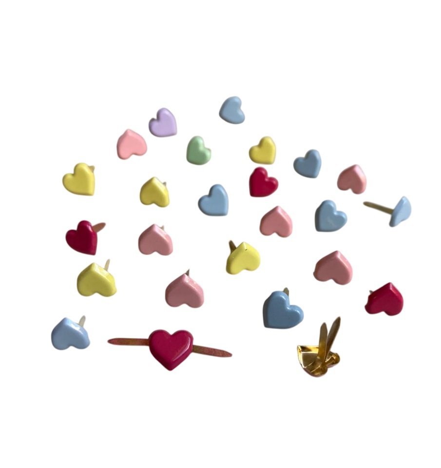 Set 24 agrafe ornamentale, 8 mm, Mix Colors Hearts - imagine 2