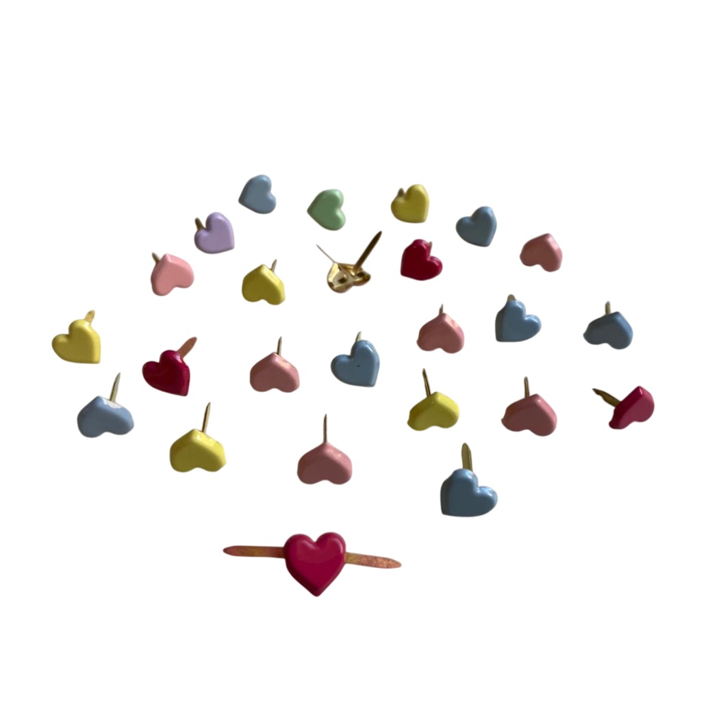 Set 24 agrafe ornamentale, 8 mm, Mix Colors Hearts - imagine 3