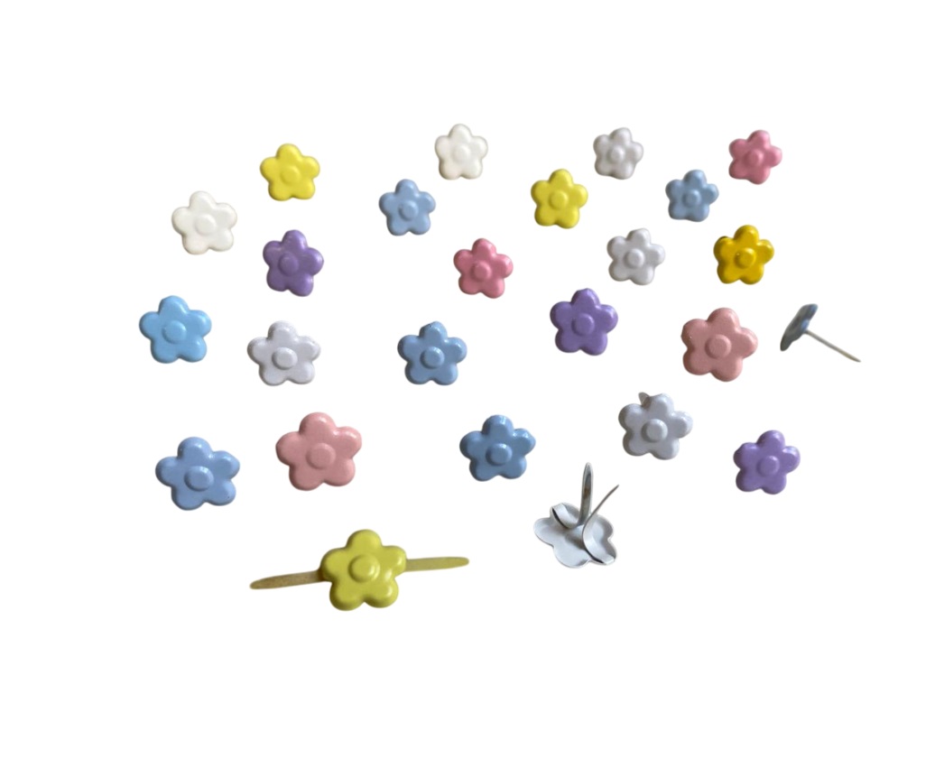 Set 24 agrafe ornamentale,1cm, Mix Colors Flowers - imagine 3