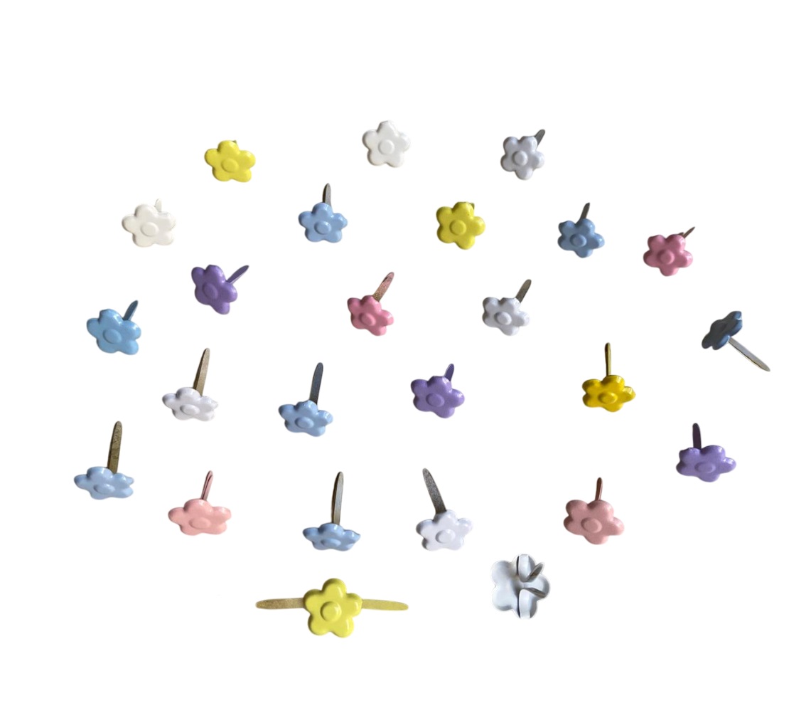 Set 24 agrafe ornamentale,1cm, Mix Colors Flowers - imagine 2