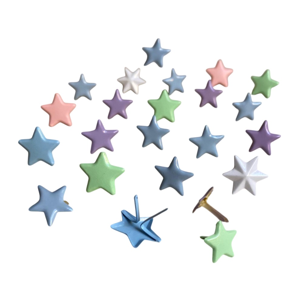 Set 24 agrafe ornamentale, 1,3 -1,4 cm, Mix Colors Stars