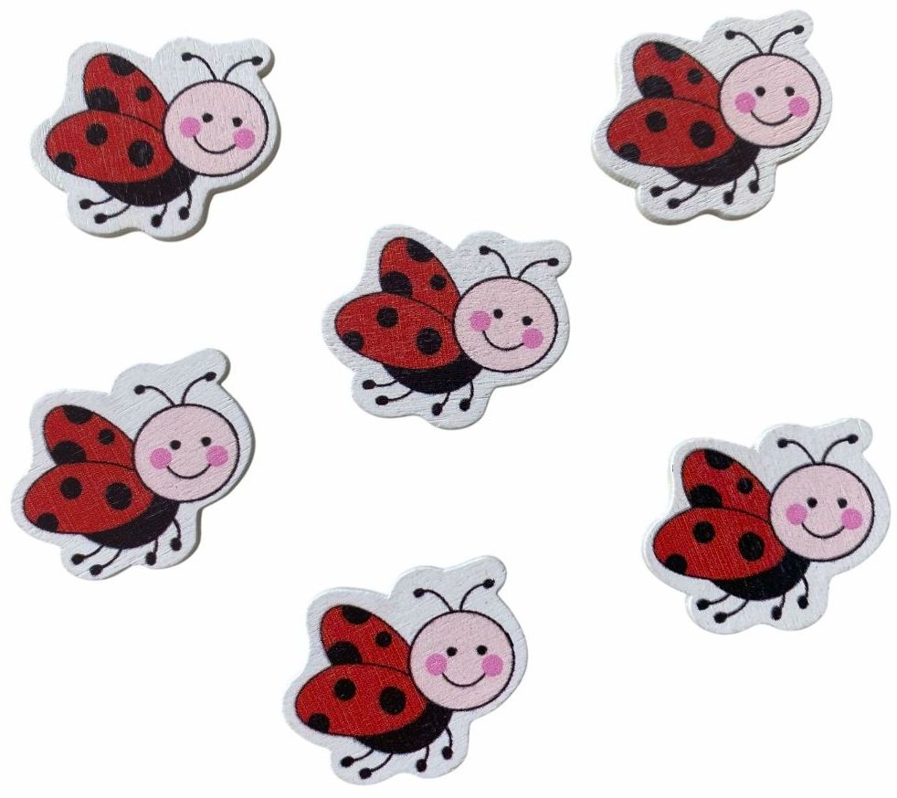 Set 6 gargarite din lemn pictat, 3,1 x 3,5 cm