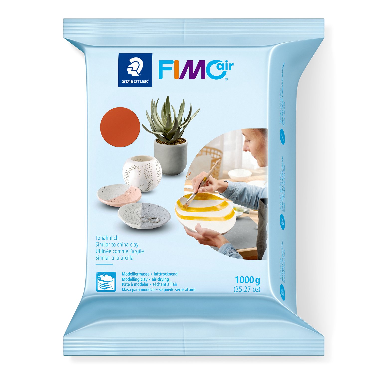 Pasta de modelaj cu uscare la aer, Fimo Air 1000g, Terracotta