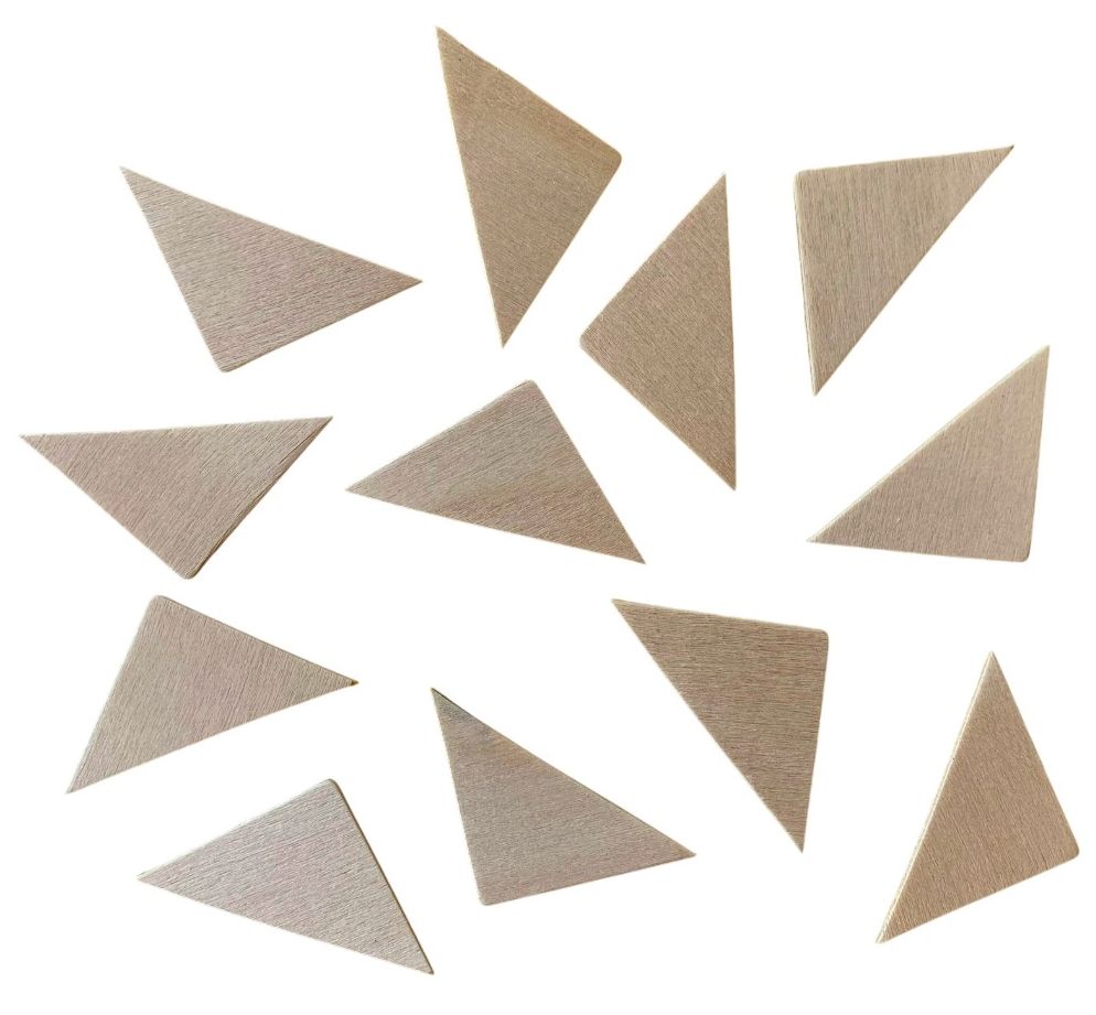 Set 12 forme lemn natur - Triunghiuri, 3,5 x 3,5 x 4,8 cm