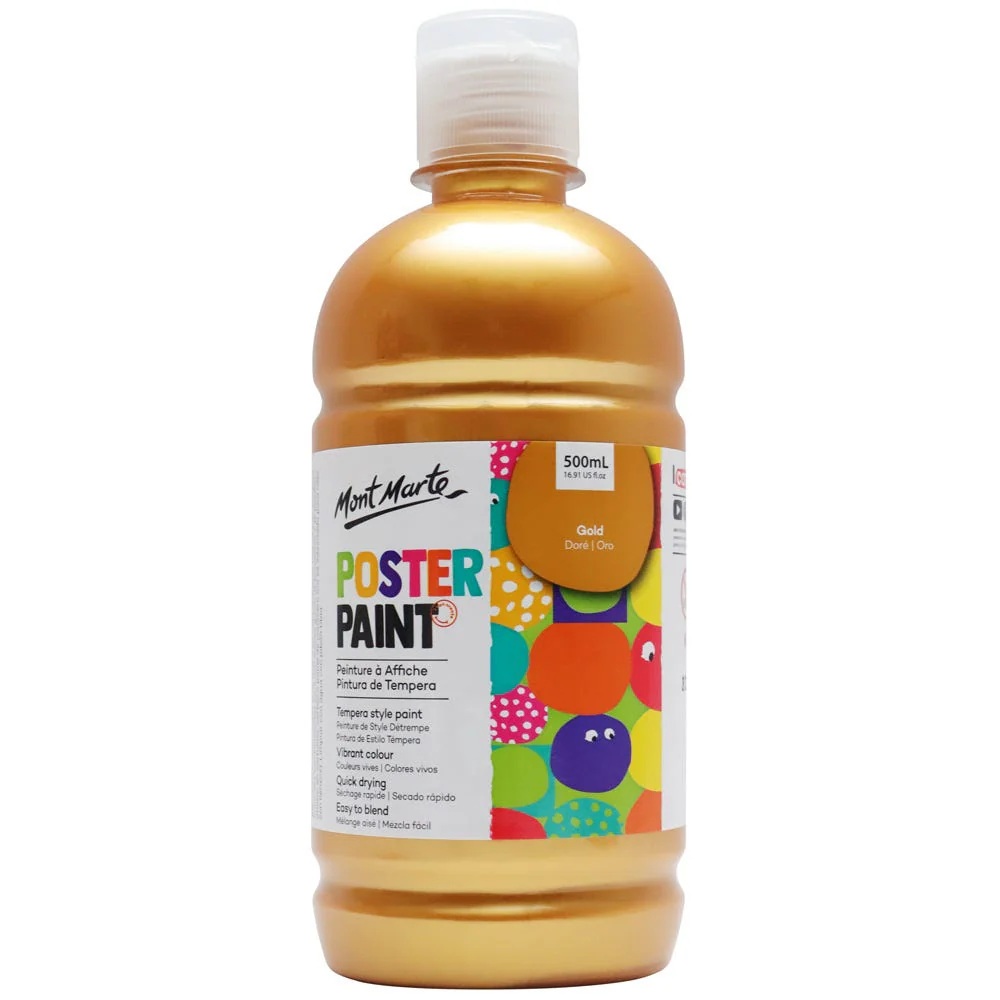 Vopsea tempera Poster Paint Mont Marte 500 ml, Gold