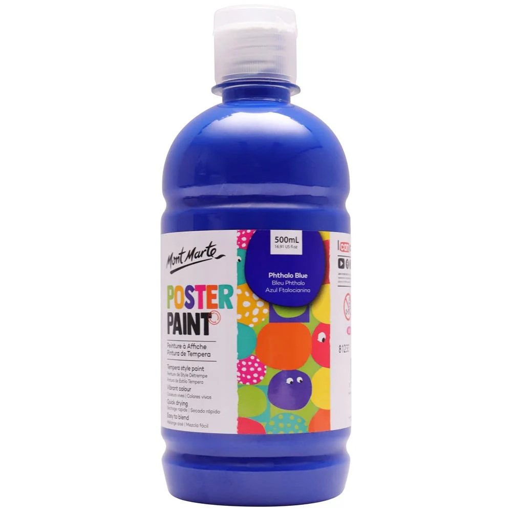 Vopsea tempera Poster Paint Mont Marte 500 ml, Phthalo Blue