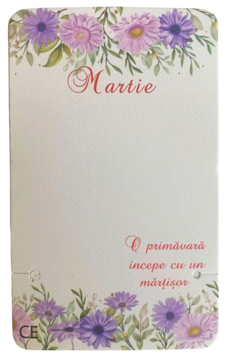Set 12 cartoane martisoare – O primavara incepe cu un martisor – Crizanteme sus si jos