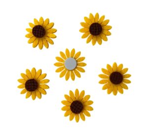 Set 6 floarea soarelui din fetru, cu bulina adeziva, 3,9 cm