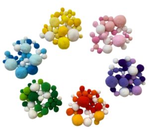 Set pomponi mix de culori si dimensiuni, 1 - 3,3 cm
