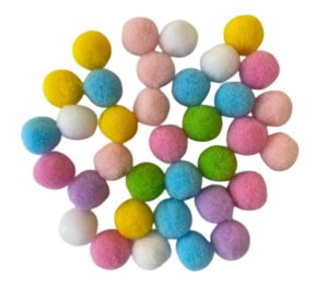 Set pomponi mix de culori, alb, galben, roz pastel, roz, lila, verde, bleu, 1,5 cm