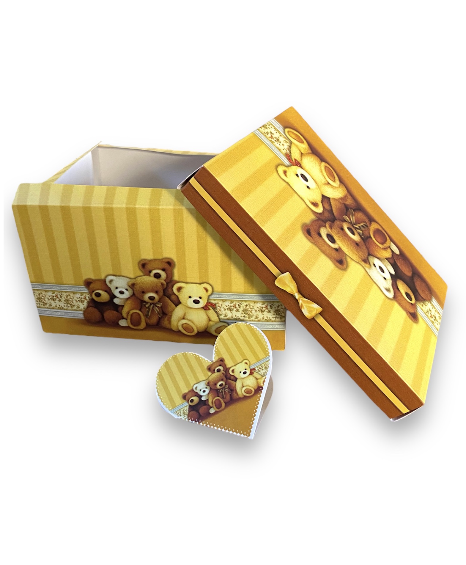Cutie dreptunghica plata din carton, ambalaj cadouri, design cu ursuleti, 32 x 21 x 18 cm, cod BXR 330 - imagine 2